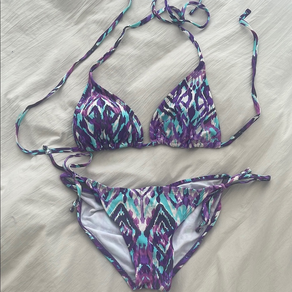 Purple and Blue Patterned Bikini